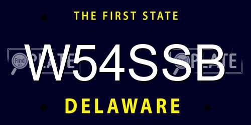 W54SSB Delaware License Plate