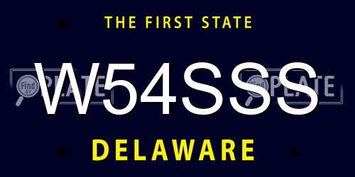 W54SSS Delaware License Plate
