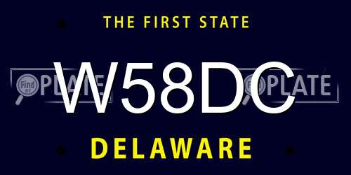 W58DC Delaware License Plate