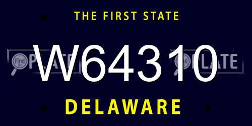 W64310 Delaware License Plate