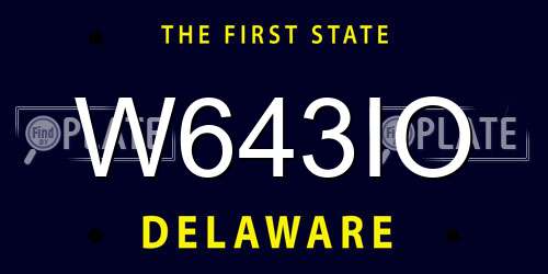 W643IO Delaware License Plate