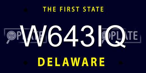 W643IQ Delaware License Plate
