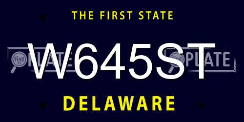 W645ST Delaware License Plate