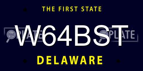 W64BST Delaware License Plate