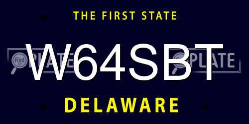 W64SBT Delaware License Plate