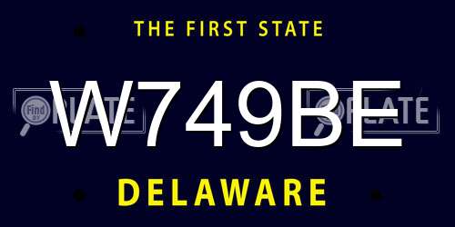 W749BE Delaware License Plate