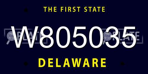 W805035 Delaware License Plate