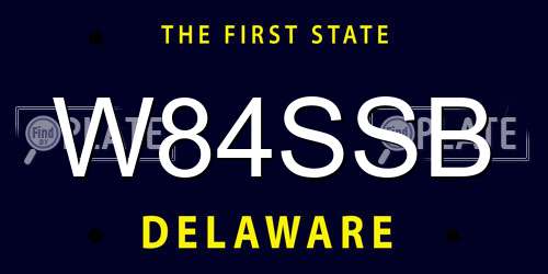 W84SSB Delaware License Plate