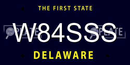 W84SSS Delaware License Plate