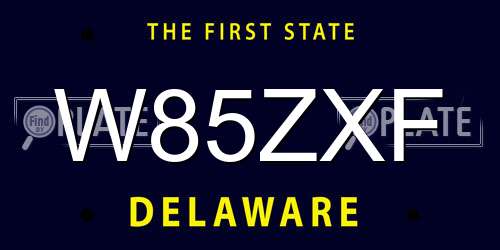 W85ZXF Delaware License Plate