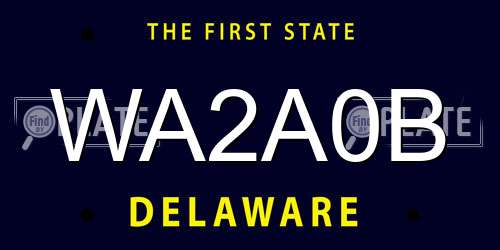 WA2A0B Delaware License Plate