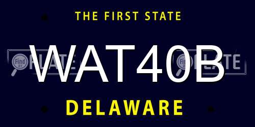 WAT40B Delaware License Plate