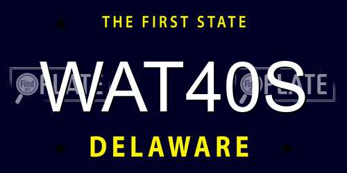 WAT40S Delaware License Plate