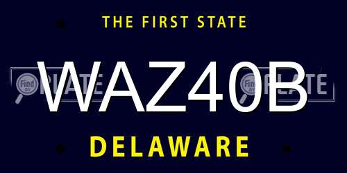 WAZ40B Delaware License Plate
