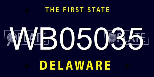 WB05035 Delaware License Plate