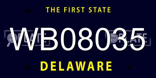 WB08035 Delaware License Plate