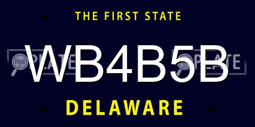 WB4B5B Delaware License Plate