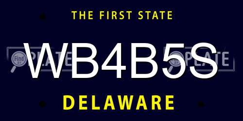 WB4B5S Delaware License Plate