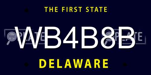 WB4B8B Delaware License Plate