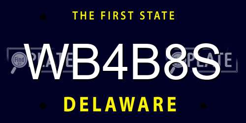 WB4B8S Delaware License Plate