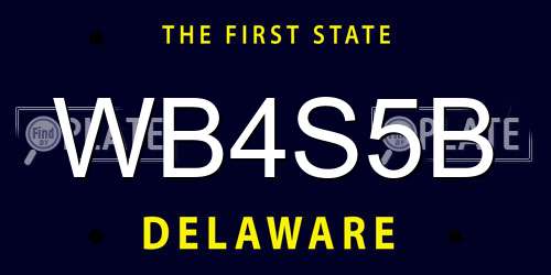 WB4S5B Delaware License Plate