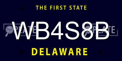 WB4S8B Delaware License Plate