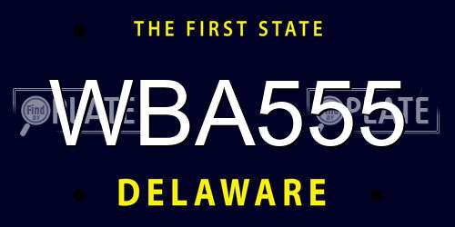 WBA555 Delaware License Plate