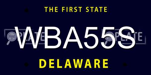 WBA55S Delaware License Plate