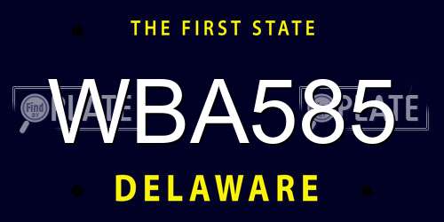 WBA585 Delaware License Plate