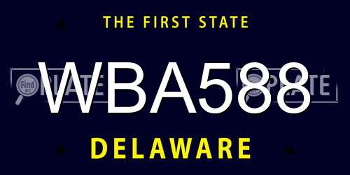 WBA588 Delaware License Plate