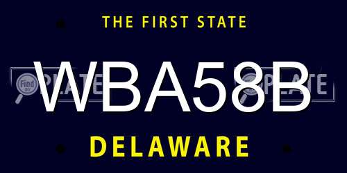 WBA58B Delaware License Plate