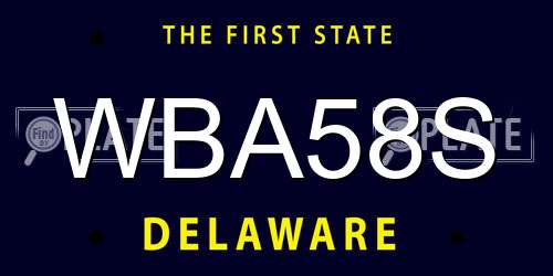 WBA58S Delaware License Plate