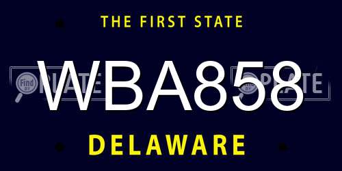 WBA858 Delaware License Plate