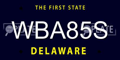 WBA85S Delaware License Plate