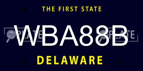 WBA88B Delaware License Plate
