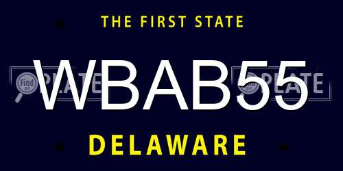 WBAB55 Delaware License Plate