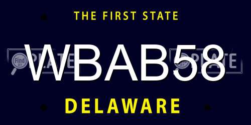 WBAB58 Delaware License Plate