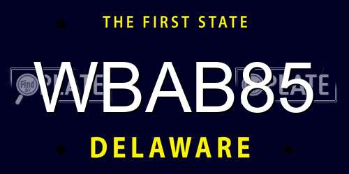 WBAB85 Delaware License Plate