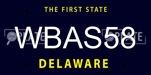 WBAS58 Delaware License Plate