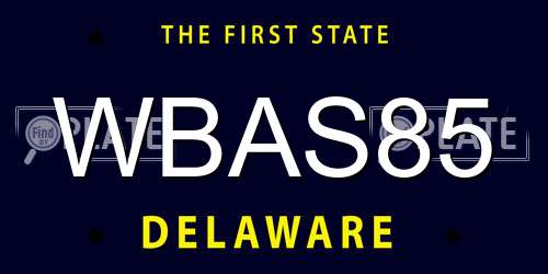 WBAS85 Delaware License Plate