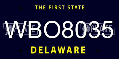 WBO8035 Delaware License Plate