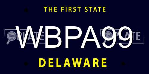 WBPA99 Delaware License Plate