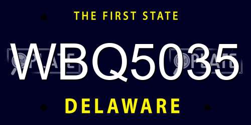 WBQ5035 Delaware License Plate