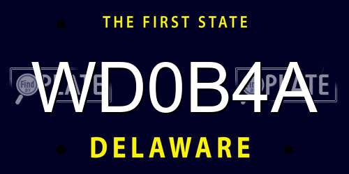 WD0B4A Delaware License Plate