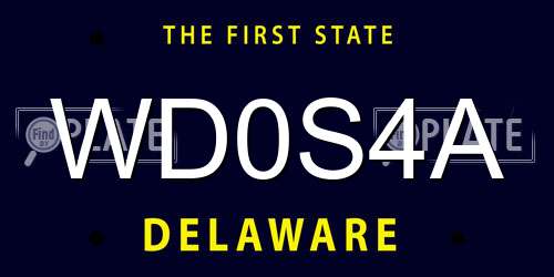 WD0S4A Delaware License Plate