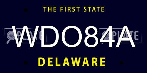 WDO84A Delaware License Plate