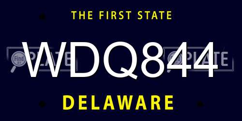 WDQ844 Delaware License Plate