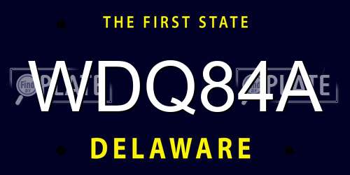 WDQ84A Delaware License Plate