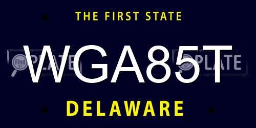 WGA85T Delaware License Plate