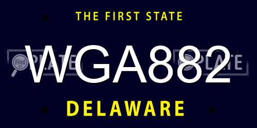 WGA882 Delaware License Plate